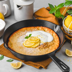 Rezeptfoto Pfannkuchen aus dem Ofen mit Zitronen-Joghurt